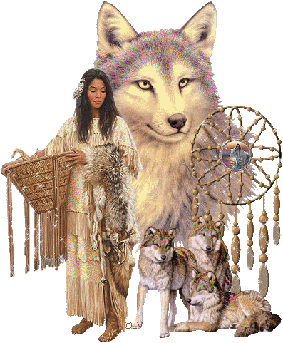 мультяшка волки и девушка индеец
