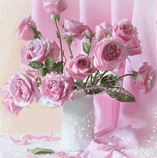 анимация букет розовых роз