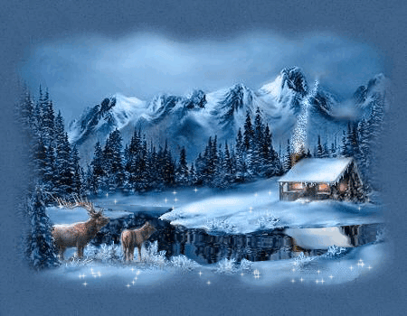 анимация зимний пейзаж